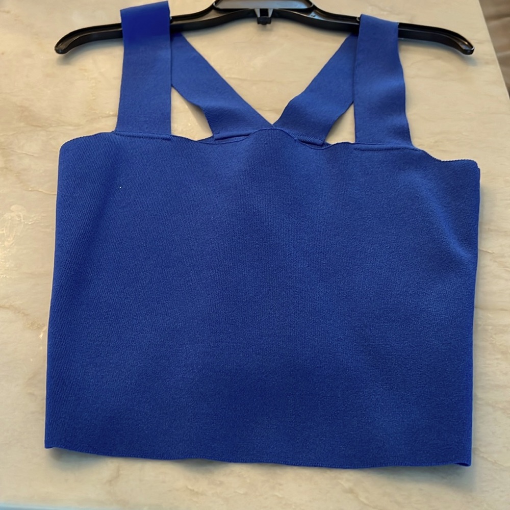Lucy Paris crop top royal blue MED NEW with tags. Thick straps, V in back. Nice.